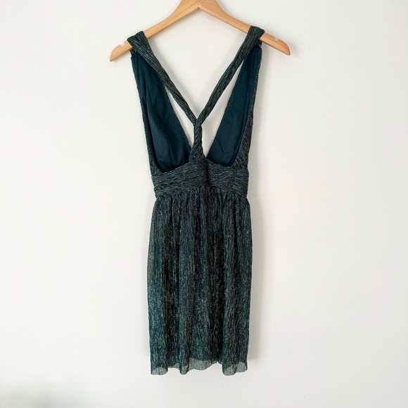 Lulu’s Ailey Gold and Teal Blue Skater Dress - Picture 5 of 8